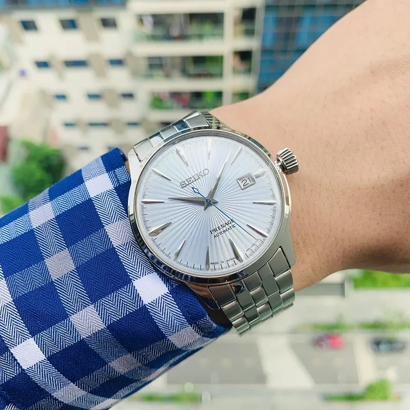 Seiko Presage Cocktail Time Ice Blue Automatic Men's Watch- SRPE19J1